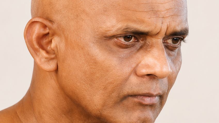 Close-up of a middle-aged man with a serious expression, looking to the right against a neutral background.