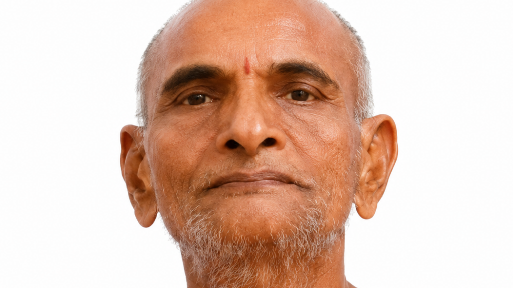 Close-up portrait of an older man with a short gray beard against a white background.