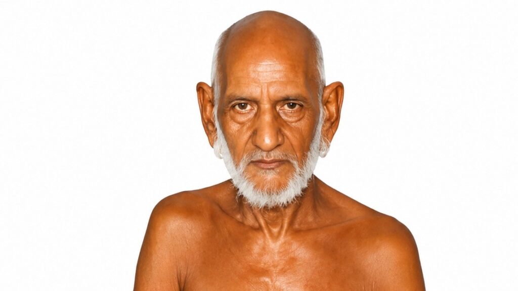 Portrait of an elderly man with a white beard and bald head, against a plain white background looking straight at the camera.