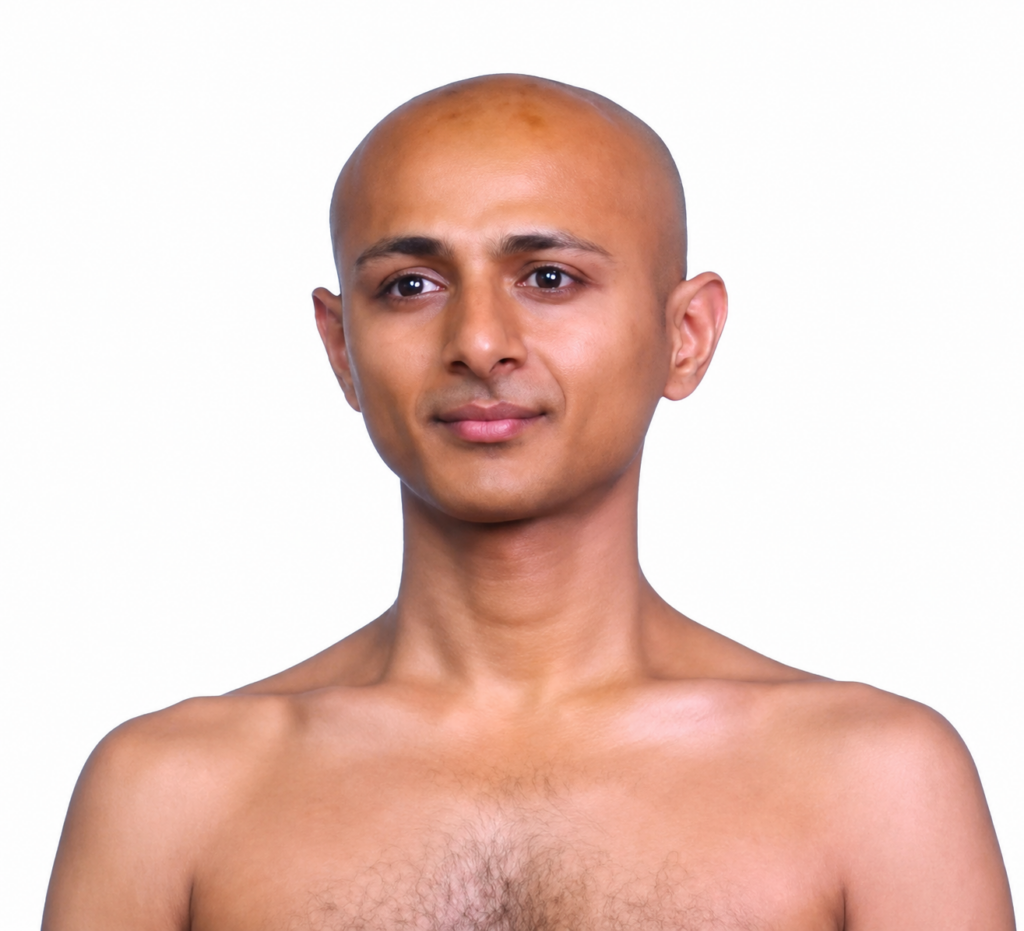 Head-and-shoulder portrait of a bald man against a white background, with a neutral expression.
